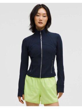 LULULEMON Define Cropped Jacket Nulu Size 0 True Navy / Mirror Silver